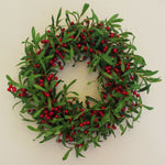 60cm (24 inches) Large Luxury Christmas Mistletoe  and Red Berry Floristry Wreath