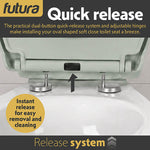 Toilet Seat Soft Close Oval Shape, Premium Thermoplastic, Quick Release, Top & Bottom Fixings | Sage Green