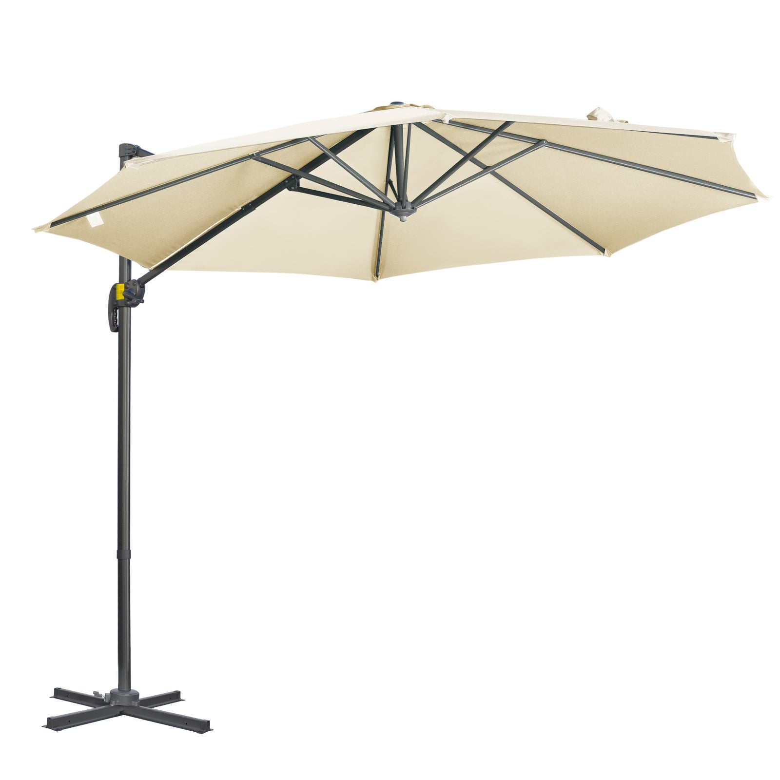 3x3m Cantilever Parasol W/ 360° Crank Handle Tilt | Cream