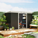 9 X 4ft Outdoor Metal Frame Garden Storage Shed W/ 2 Door | Dark Gray