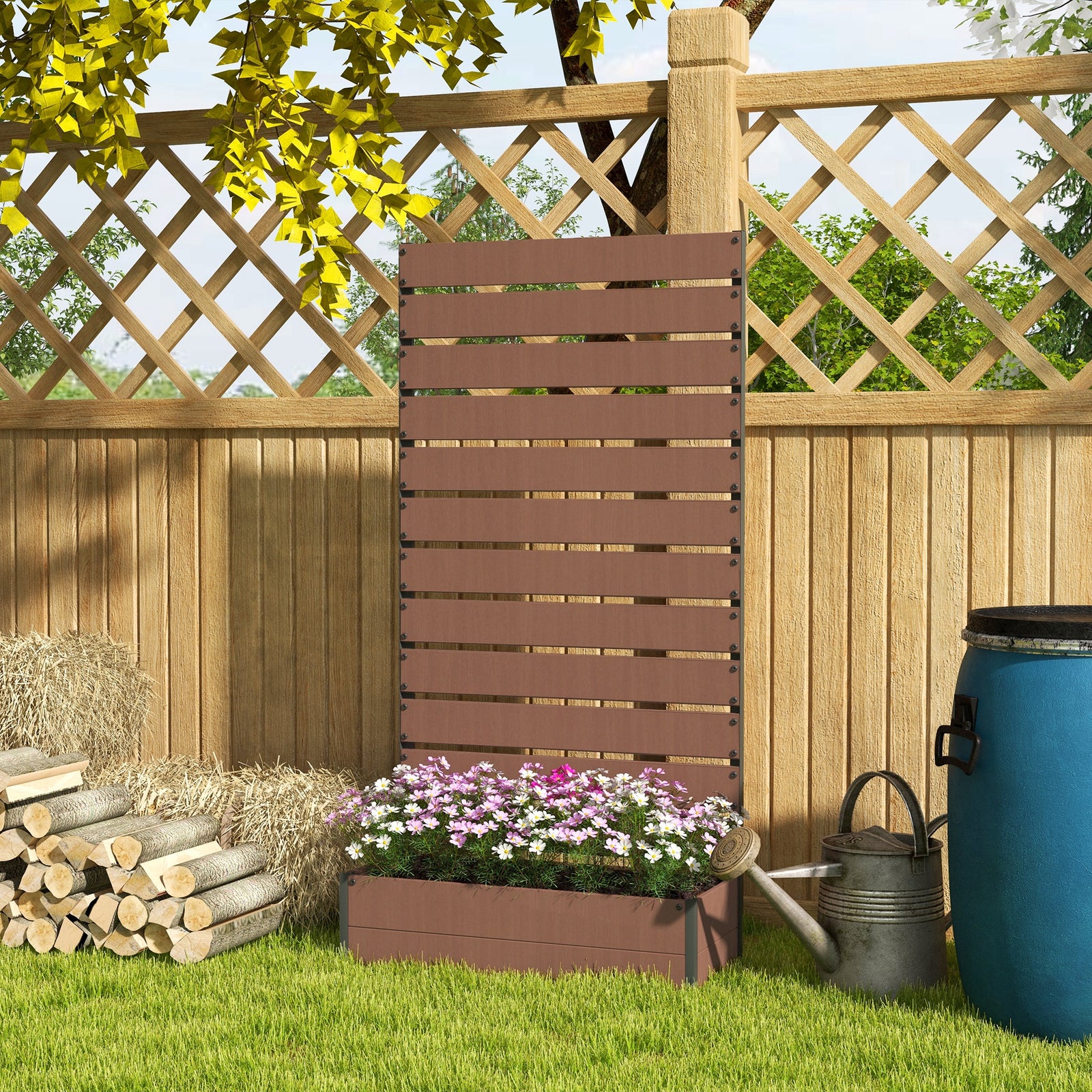 Garden Planter With Trellis For Climbing Plants | Brown