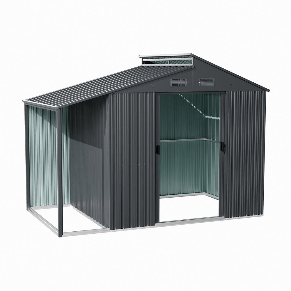 Breeins Outdoor Galvanized Steel Storage Shed With Lean-to