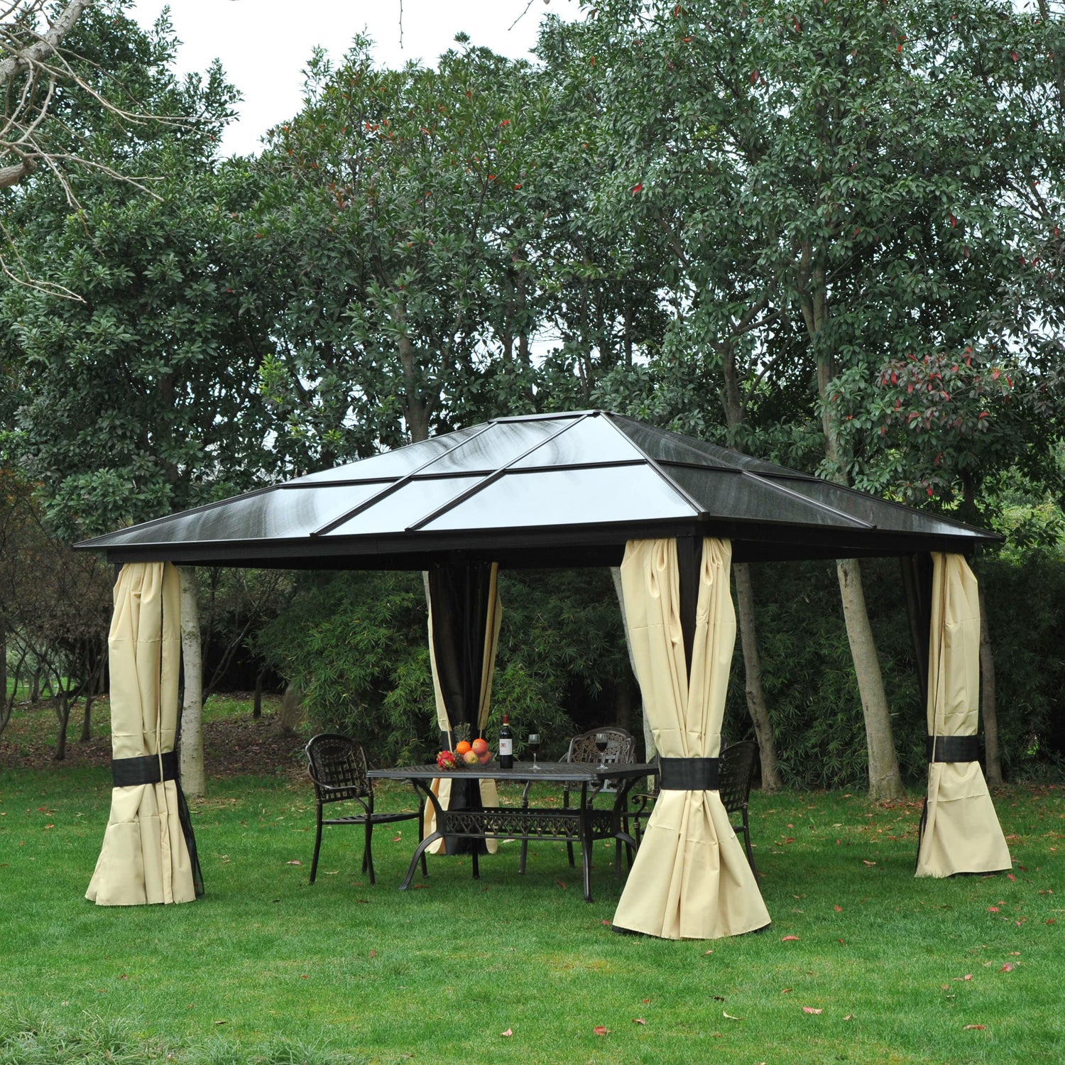 4 X 3.6m Hardtop Gazebo Canopy With Roof And Aluminium Frame
