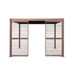 Wood Effect Aluminium Pergola With 2 Louvre Panels | 3m x 3m | Brown