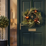 HOMESCAPES Artificial Christmas Wreath With Robins Nests, 16 Inch