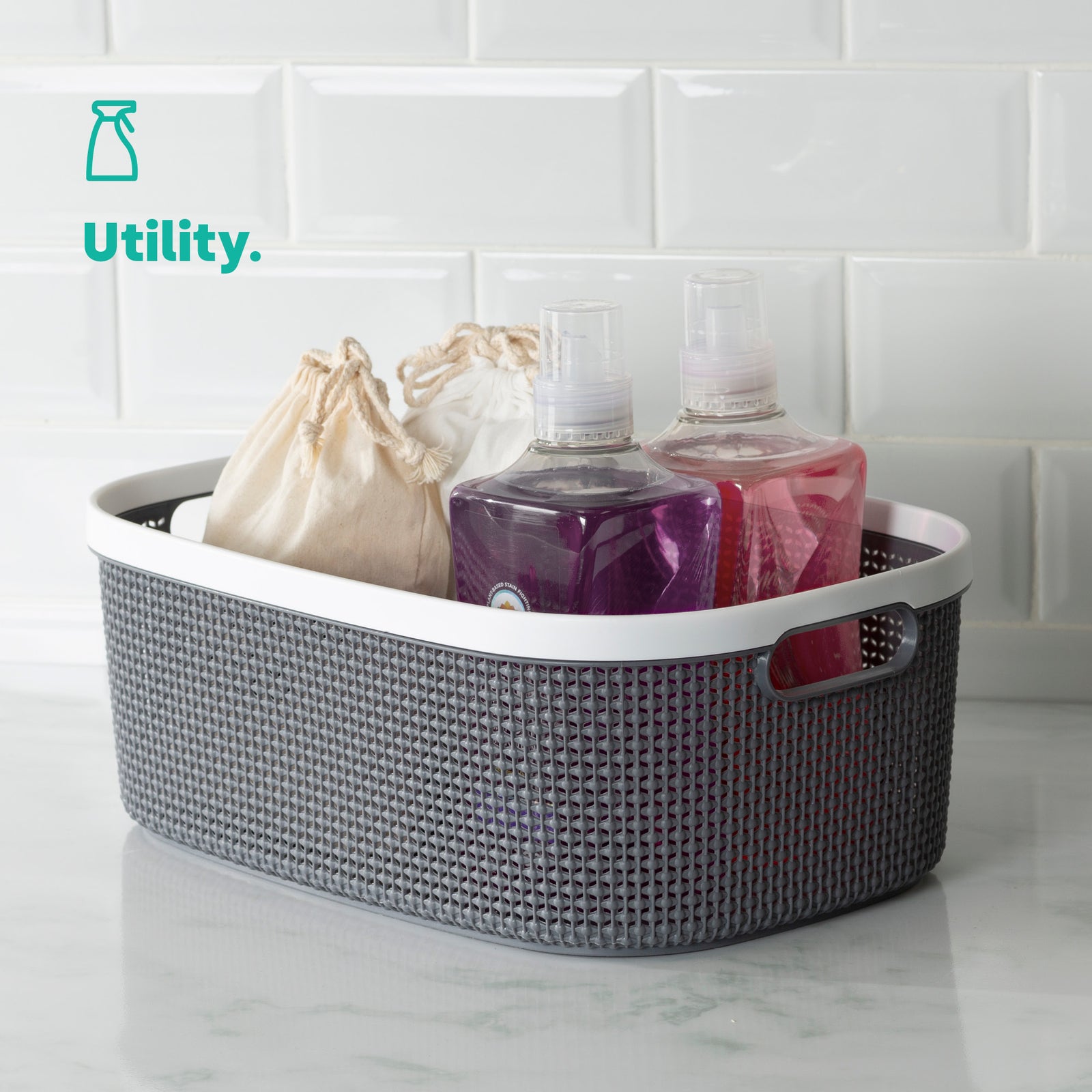 Kovan Grey Woven Basket - 22l
