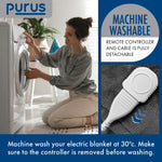 Deluxe Electric Throw Heated Double Over Blanket Soft Fleece 9 Heat & 12 Timer Settings | L | Grey
