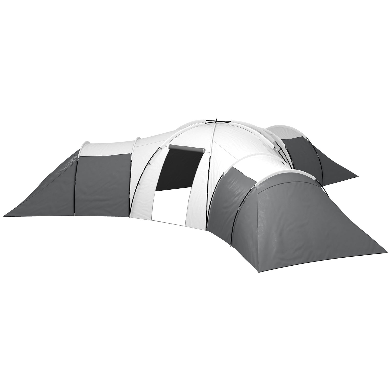 Outsunny Large Tunnel Tent W/ 3 Bedroom, Living Area And Porch