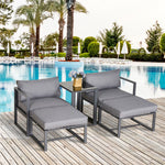 5 Piece Garden Conversation Set Footstools & Table