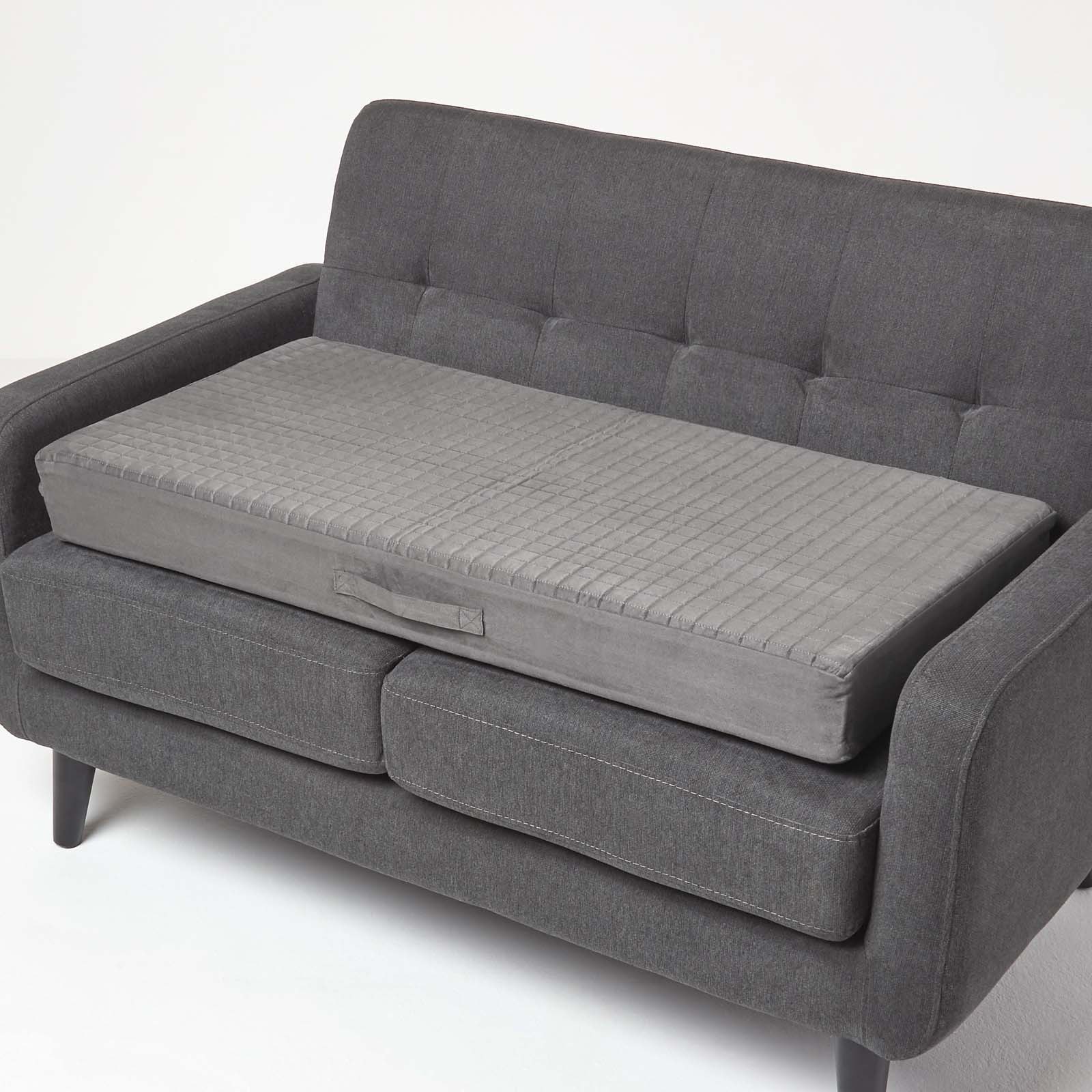 Faux Suede Orthopaedic Foam 2 Seater Booster Cushion | 50cm x 100cm | Grey