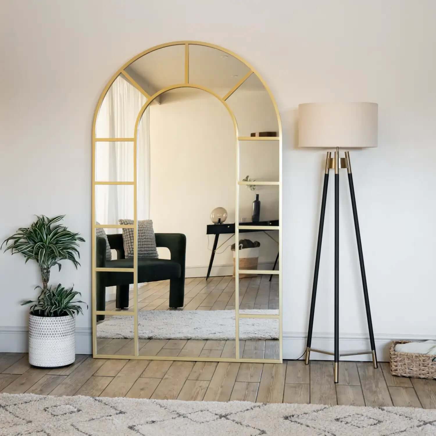 Mio - Metal Arched Window Mirror | 180cm x 90cm | Gold