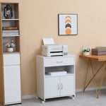 Mobile Printer Stand W/ Storage Shelf Universal Wheels | One Size | White