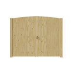 Heavy-duty Solid Spruce Wood Arched Double Door Gate With Clear Varnish Finish, Weather-resistant,hardware Kit Included – Outdoor Use | Small