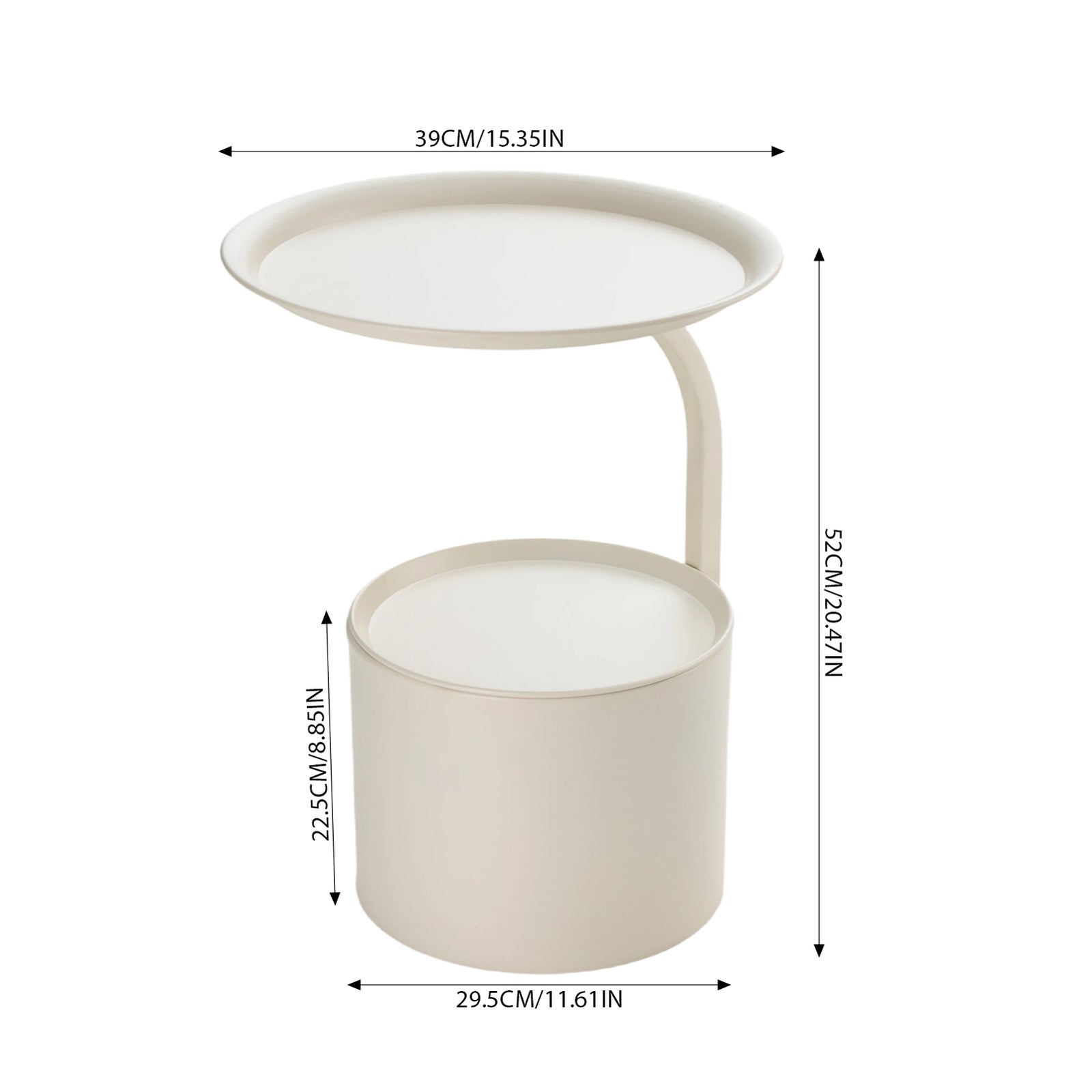Breeins Modern Metal Side Table With Cylindrical Storage