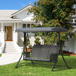 3 Seat Metal Fabric Backyard Balcony Patio Swing Chair | Charcoal Gray