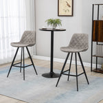 Set Of 2 Vintage Microfiber Bar Stools Steel