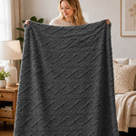 Textured Cable Throw Blanket – Soft Cosy Decorative Throw 150 X 200cm | 150cm x 200cm | Charcoal