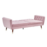 Velvet Click Clack Button Back Sofa Bed - 3 Seater | Pink