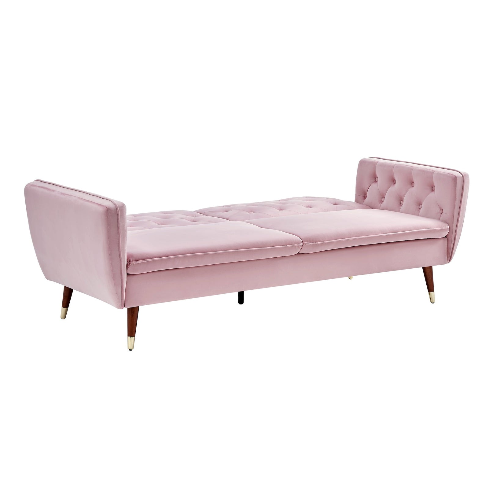 Velvet Click Clack Button Back Sofa Bed - 3 Seater | Pink