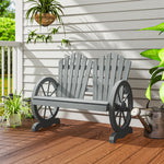 2 Seater Garden Bench W/ Wheel-shaped Armrests Grey