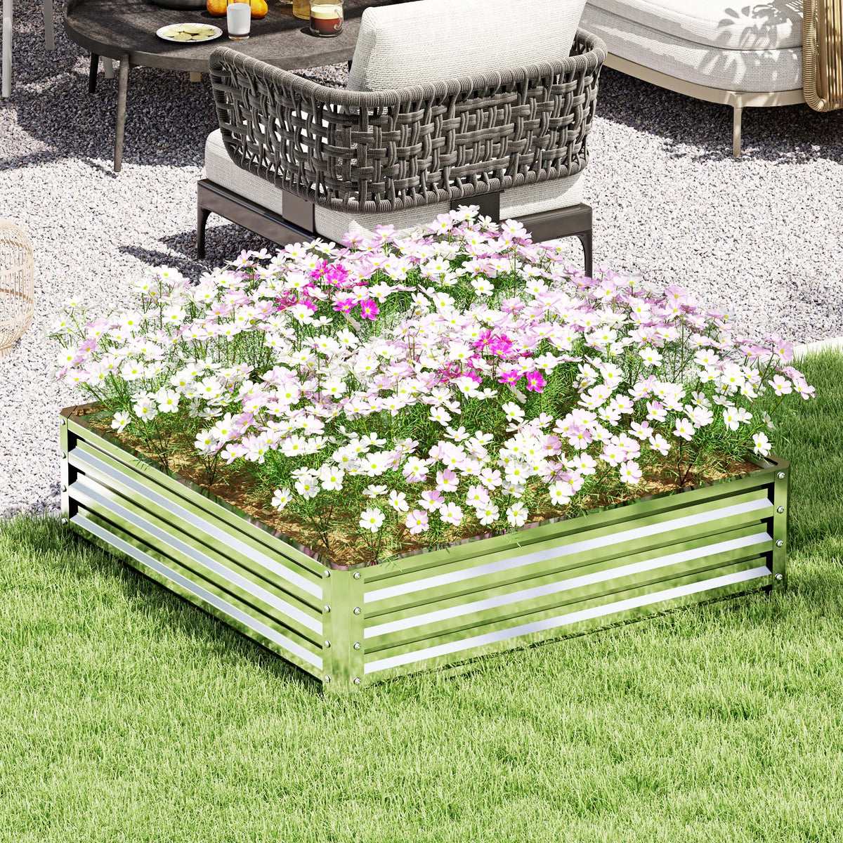 Raised Garden Bed Steel Planter Box | 432l | Silver