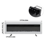 50-inch White Electric Fireplace, Wall Mounted/recessed Heater With 12-colour Flame & Freestanding Legs
