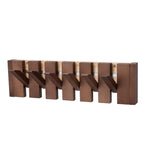 Wall-mounted Solid Wood Coat Rack With 6/8 Flip-down Hooks, Piano Key Design | Small | Walnut