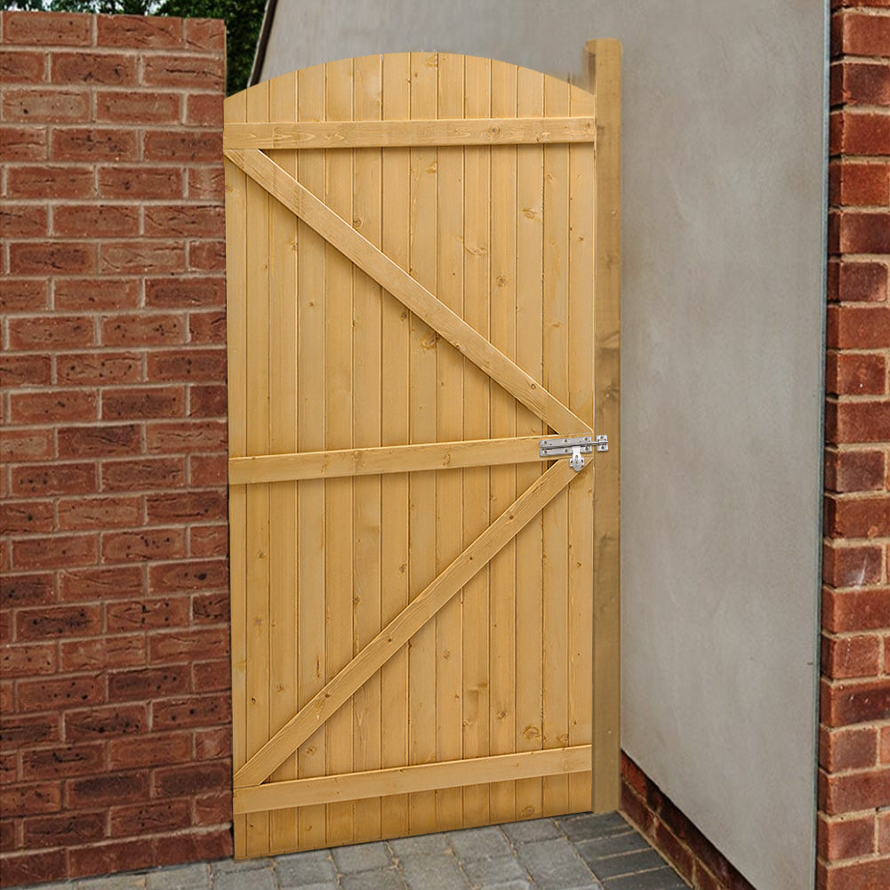 90cm W X 150/180/210cm H Semi Braced Arch Top Strong Wooden Garden Gate | 210cm