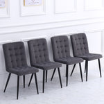 4pcs Tufted Modern Armless Dining Chairs With Metal Legs