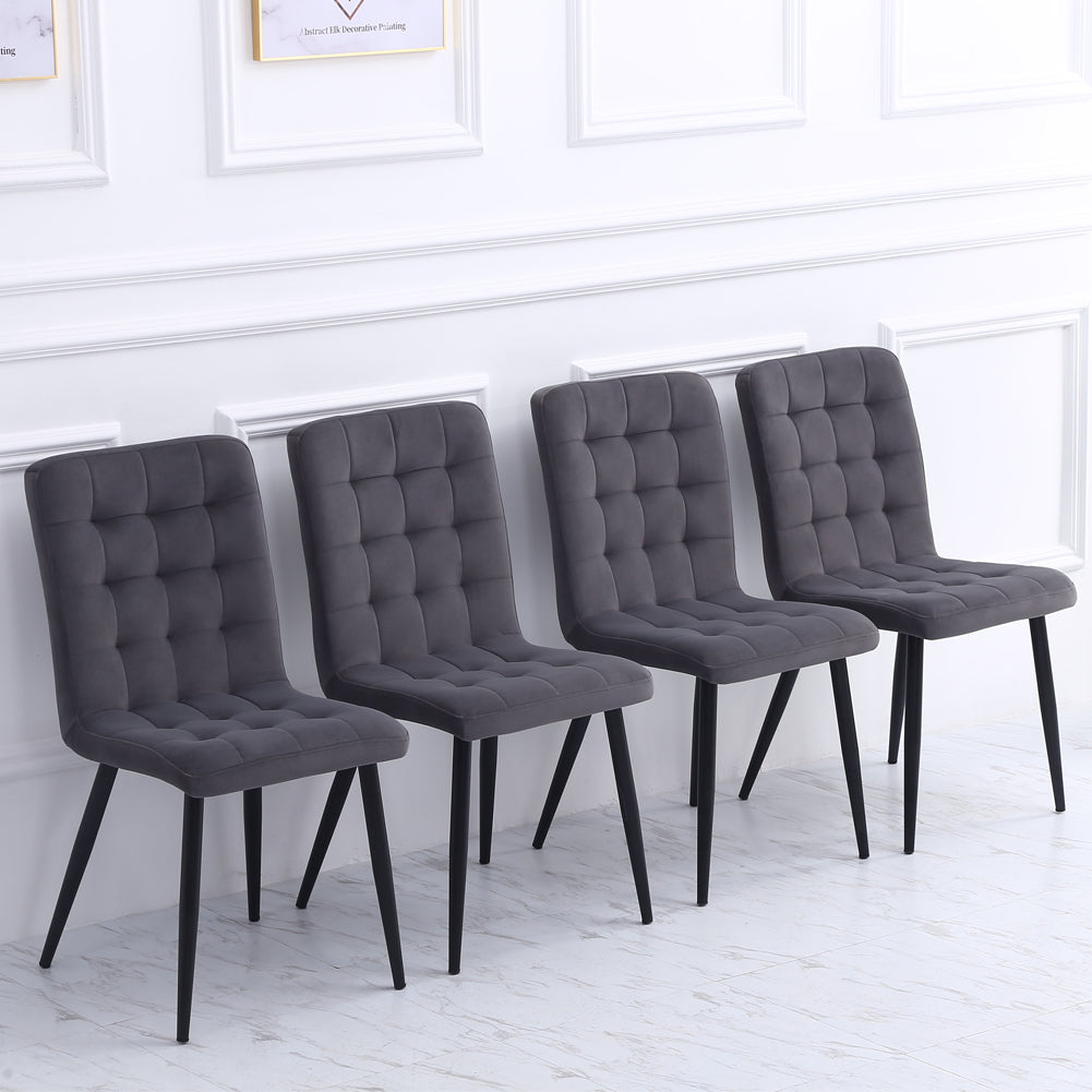 4pcs Tufted Modern Armless Dining Chairs With Metal Legs