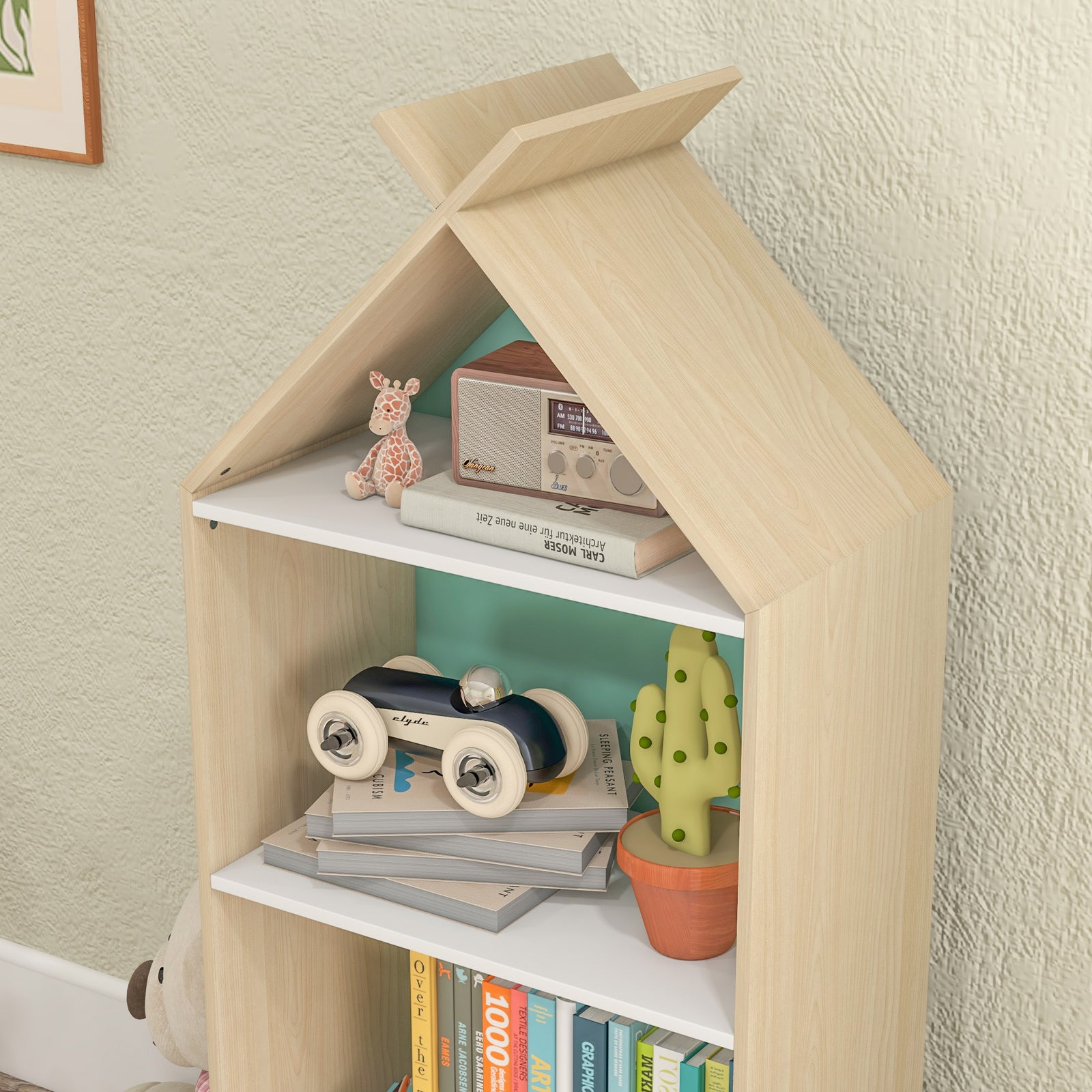 Kids Bookshelf With 3 Shelves, Drawer, Anti-tip Device, For Kids Room