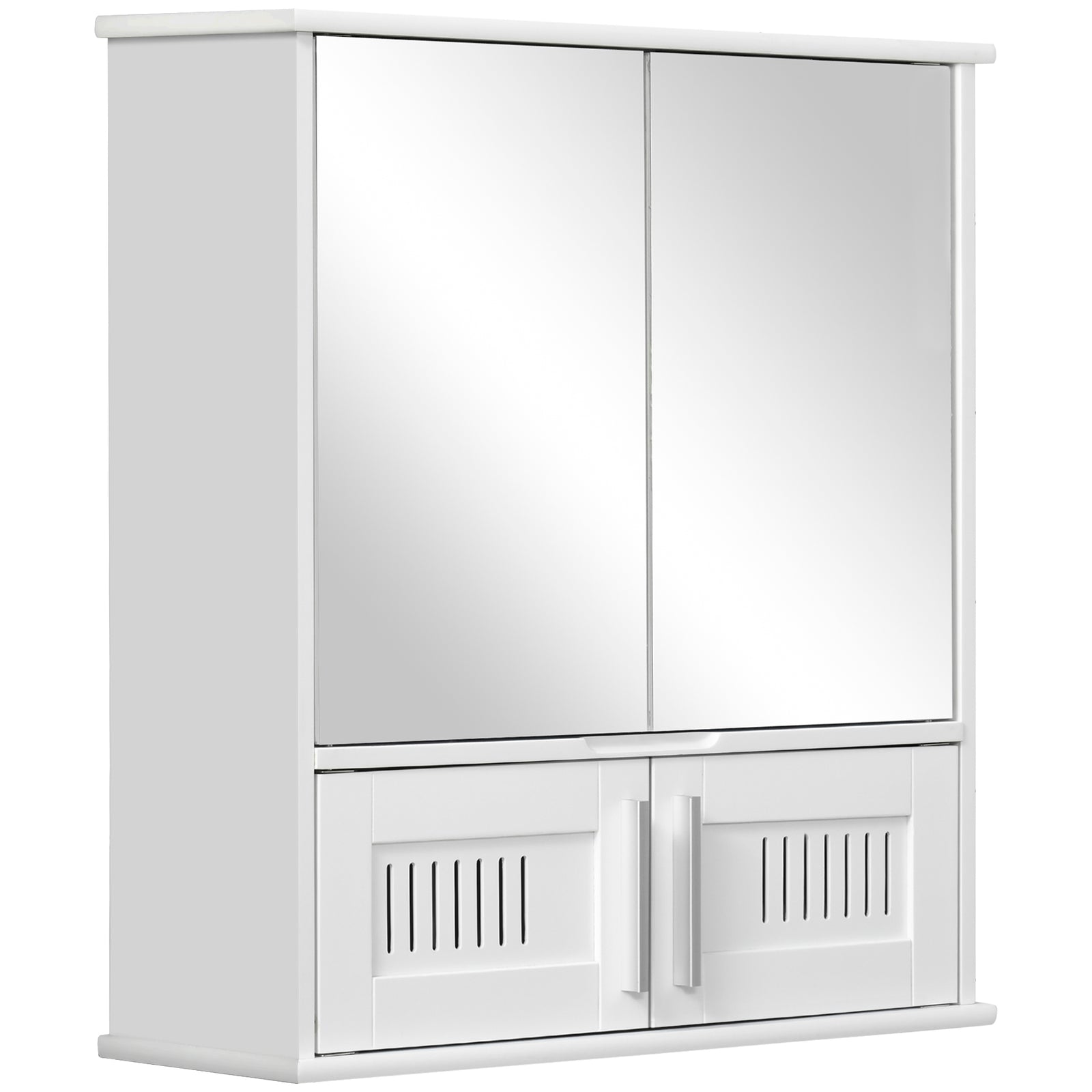 Bathroom Mirror Cabinet Wall Mount Storage Unit Double Doors | One Size | White