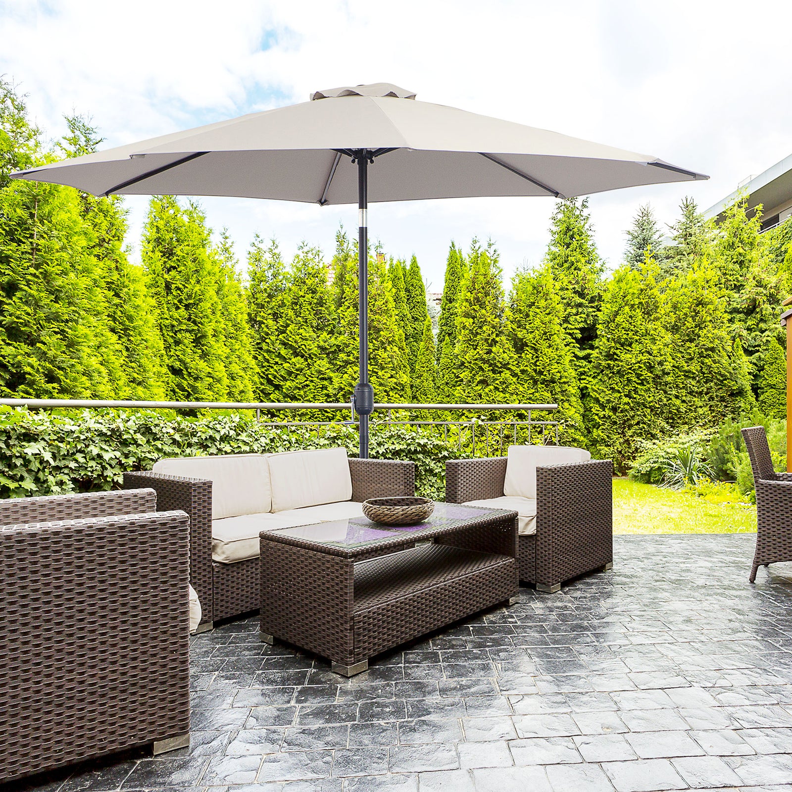 3m Patio Umbrella With Tilt And Crank | Gray