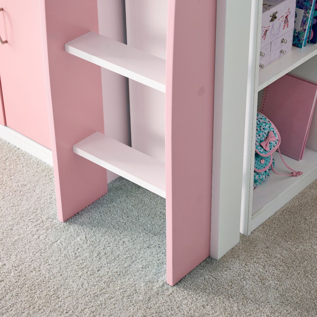 Lacy Storage Mid Sleeper Bed | Single | Pink
