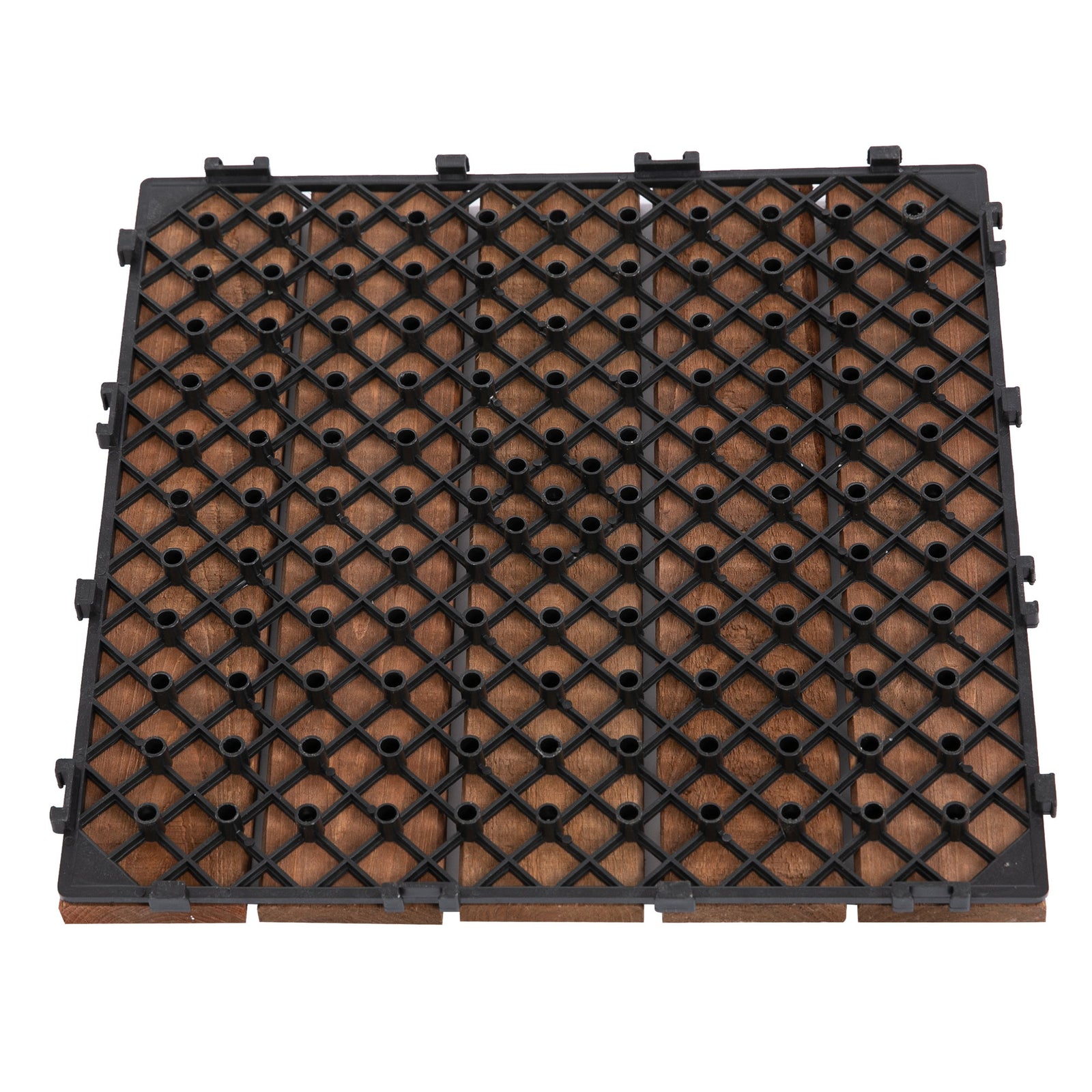 27 Pcs Black Wooden Deck Tiles 30x30 Cm For Patio/deck | Brown