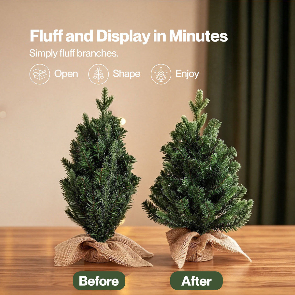 Santaco Christmas Tree 63cm Xmas Spruce 75 Pvc Tip Indoor Cement Base Green