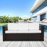 Rattan Garden Furniture Weave Wicker 3-seater Sofa W/cushion | Brown