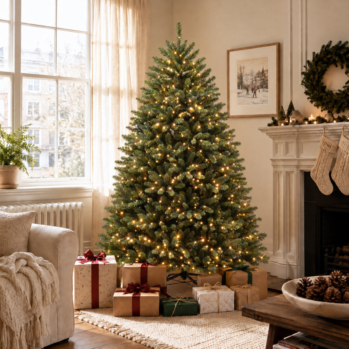 Artemis Home Elverholt Pre-lit Pvc Artificial Christmas Tree - Warm White & Multicolour LEDs