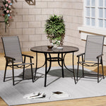 3 Pcs Bistro Set Glass Top Tempered Glass Outdoor Table and Chairs