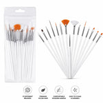 Envie Nail Art Brush Set 15pc Gel Acrylic Polish Design Painting Drawing Pen Pack