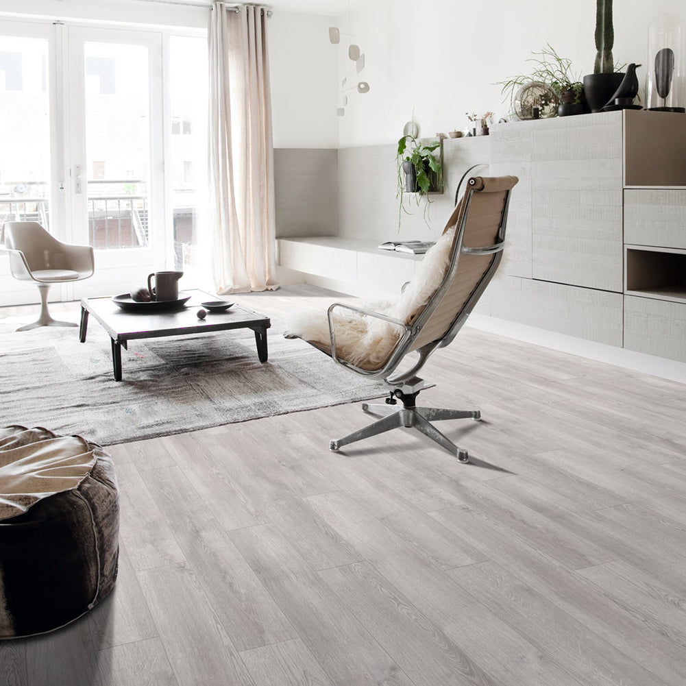 Pvc Wooden Self-adhesive Laminate Flooring Planks For Home Decor | Light Grey