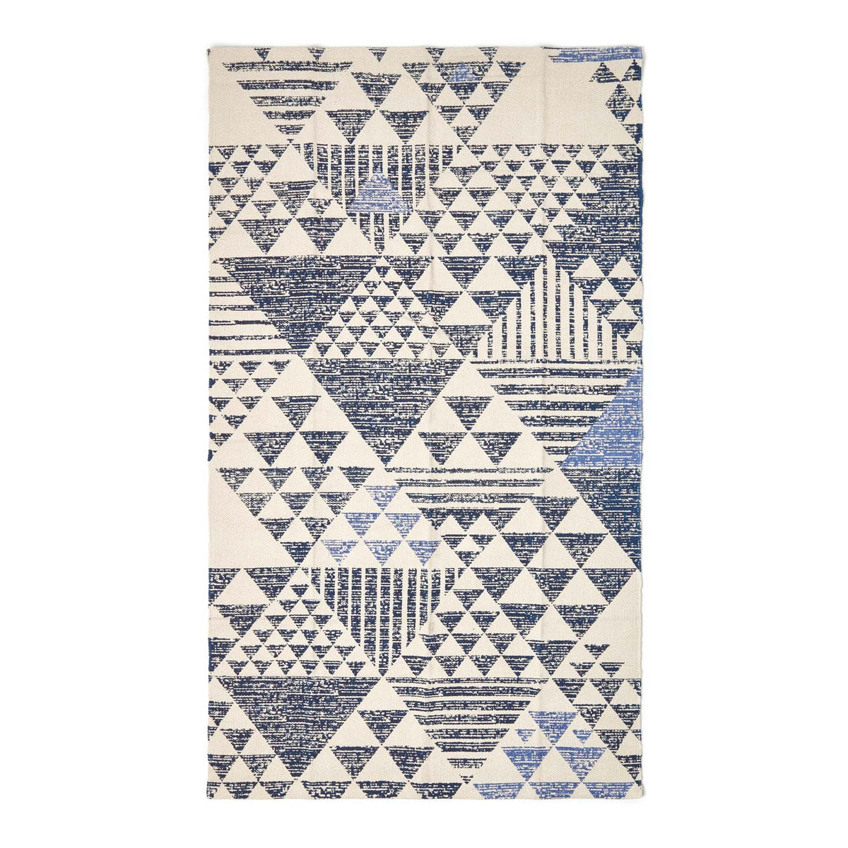 Delphi Geometric Style 100% Cotton Printed Rug | 150cm x 95cm | Grey & White