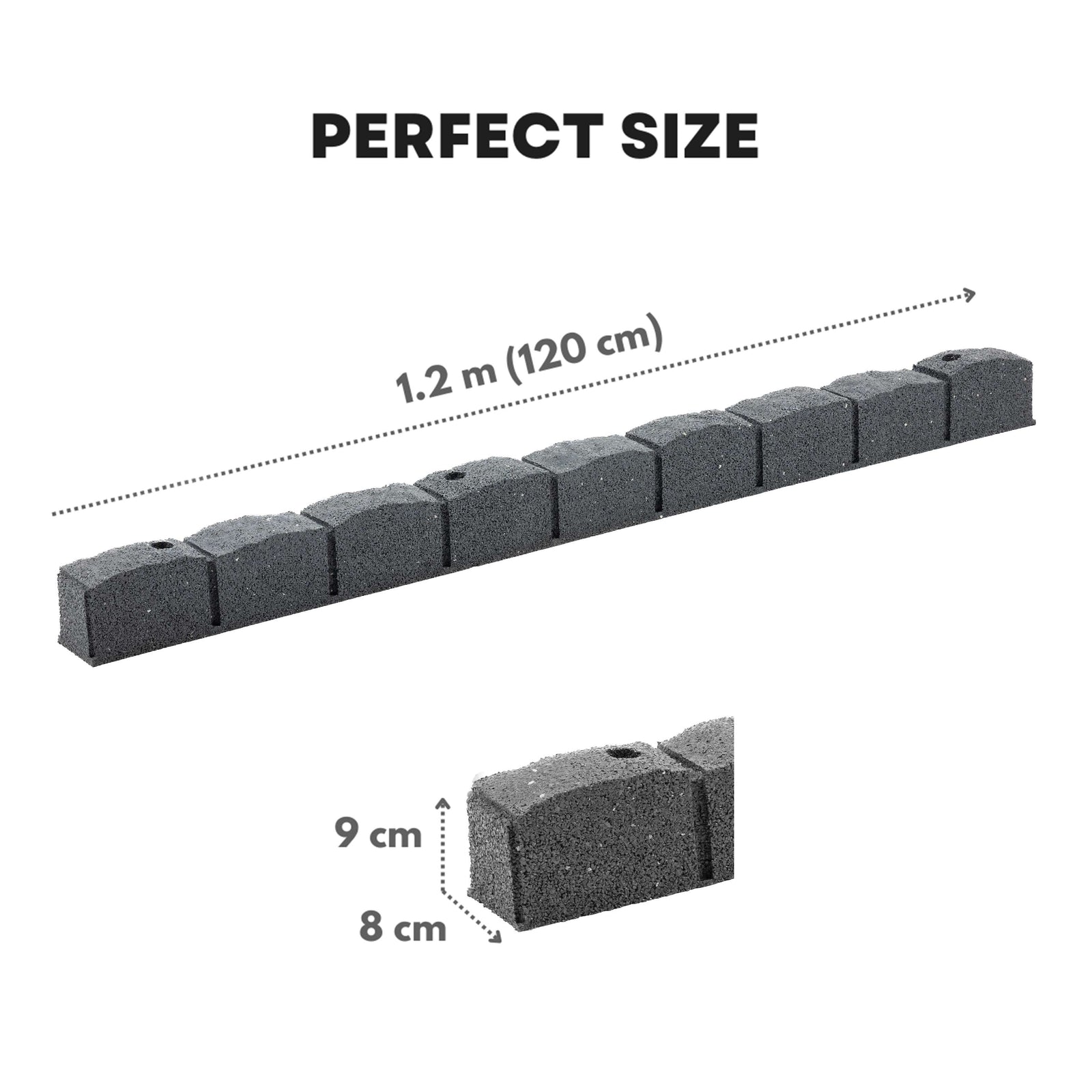 Roman Stone Recycled Rubber Lawn Border Edging | Set of 2 | Gray