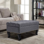 Modern Nailhead Trim Buttoned Ottoman Bench