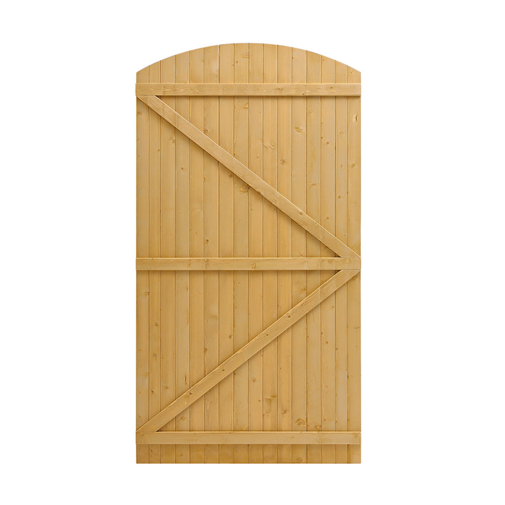 105cm W X 150/180/210cm H Wooden Garden Gate With Arched Top, Pine Wood Outdoor Fence Gate With Installation Hardware | 180cm | Natural
