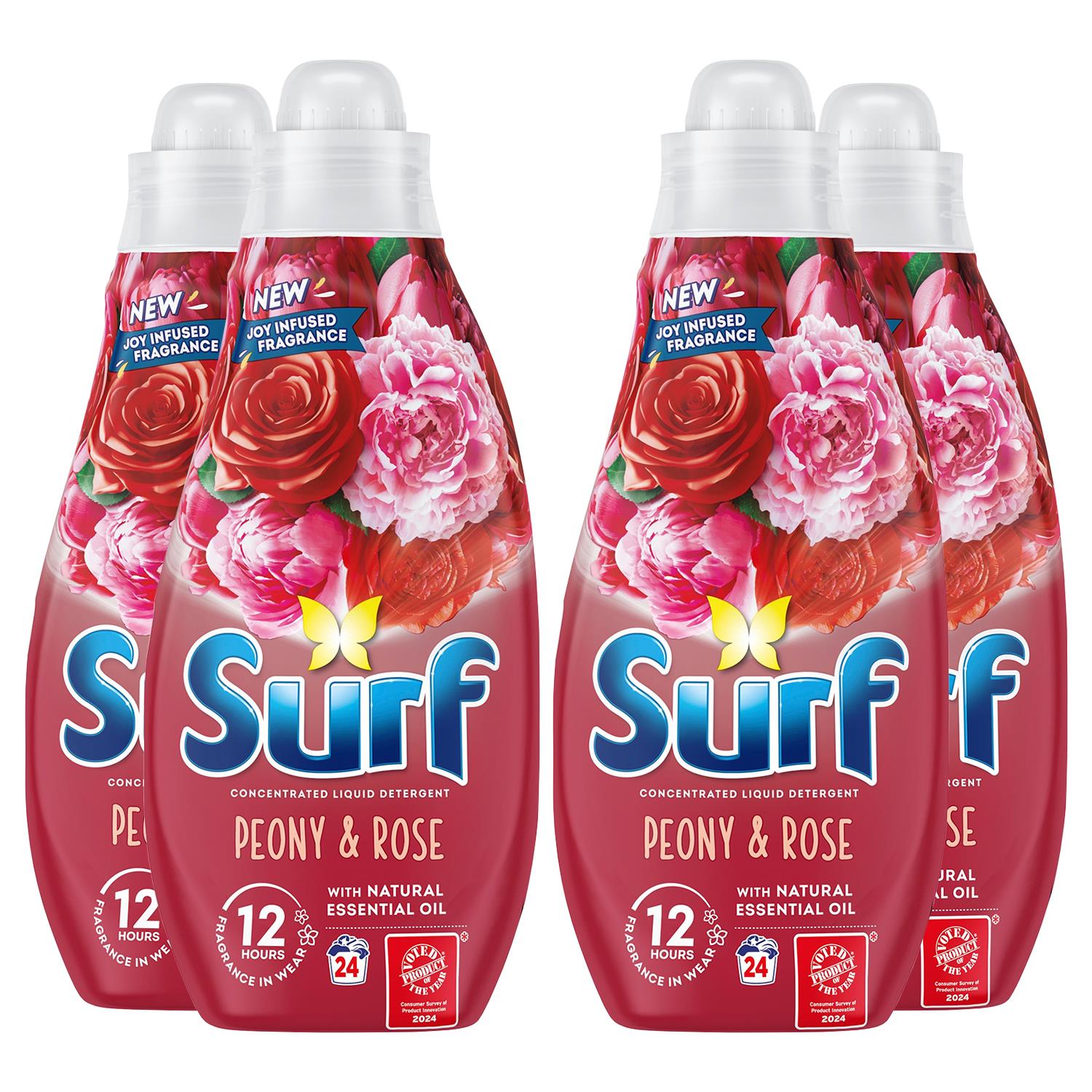 Laundry Washing Liquid Detergent Peony & Rose 2.6 Litre, 96 Washes, 4pk