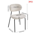 2pcs Upholstered Dining Chair With Metal Frame | White