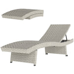 Pe Rattan Sun Lounger With 4-level Adjustable Backrest