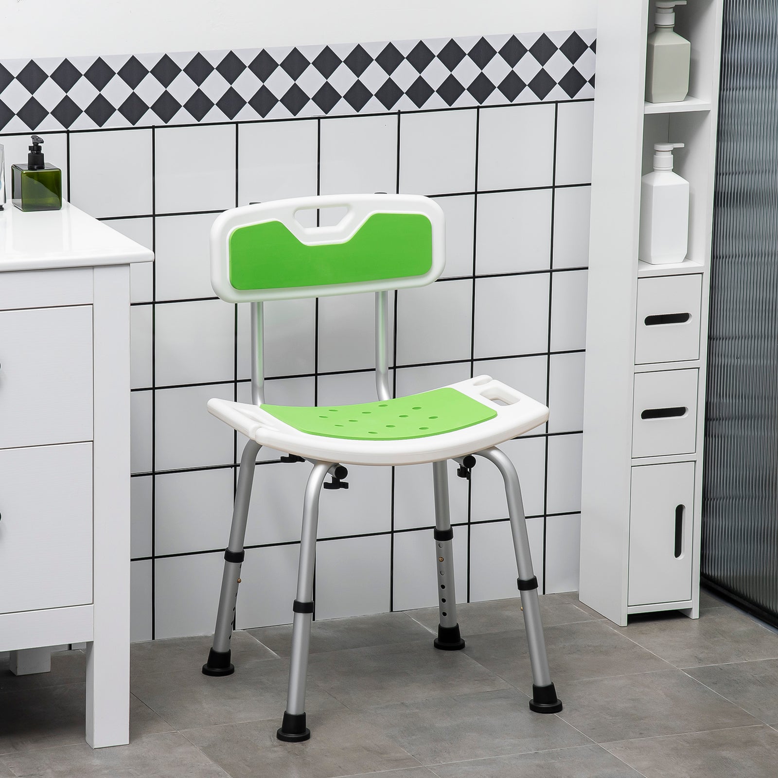 Shower Stool For Elderly Disabled Adjustable Shower Stool | One Size | Green