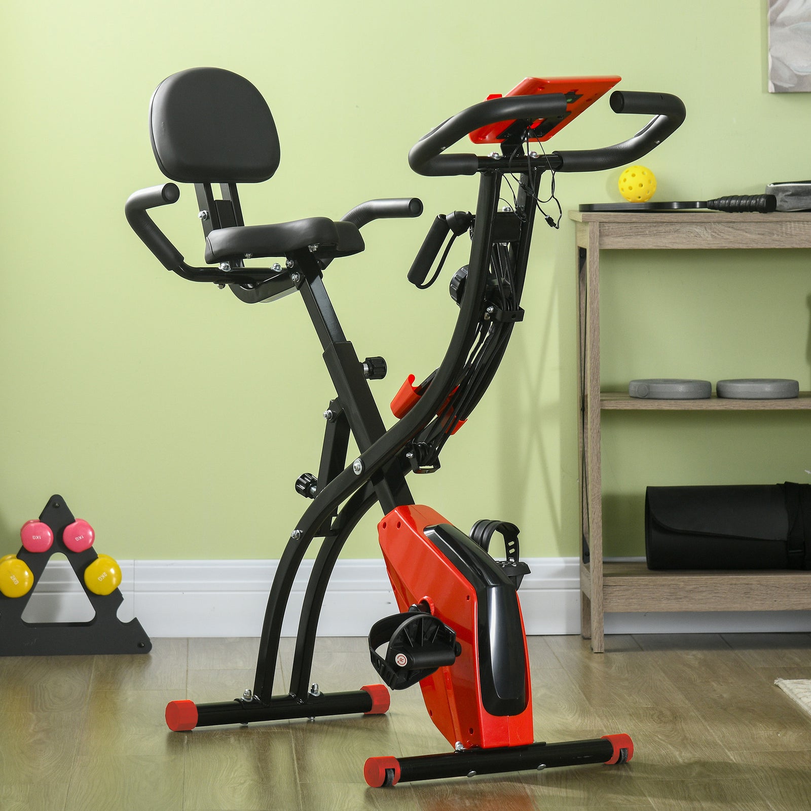 2-in-1 Folding Exercise Bike Upright Cycling Machine | Red